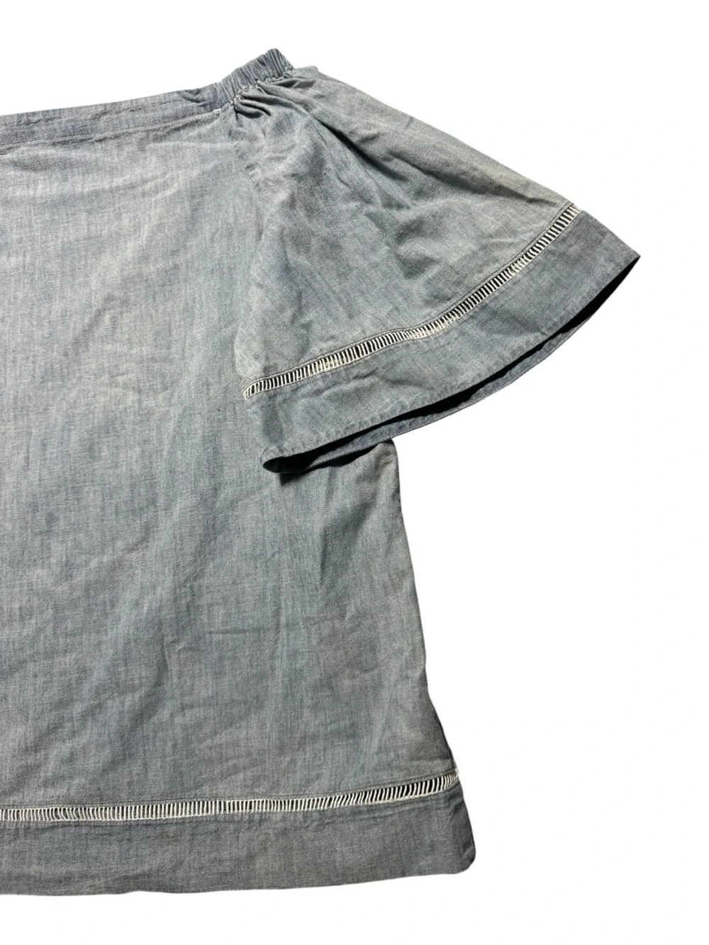 Lauren Ralph Lauren Womens XL blue chambray cotton off-the-shoulder Western Boho